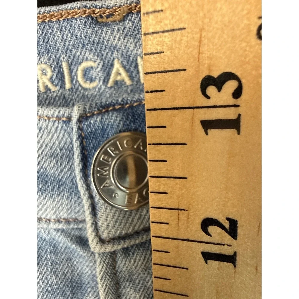 American Eagle Baggy‎ Jean Womens 12 R Light Wash Distressed High Rise Y2K Denim